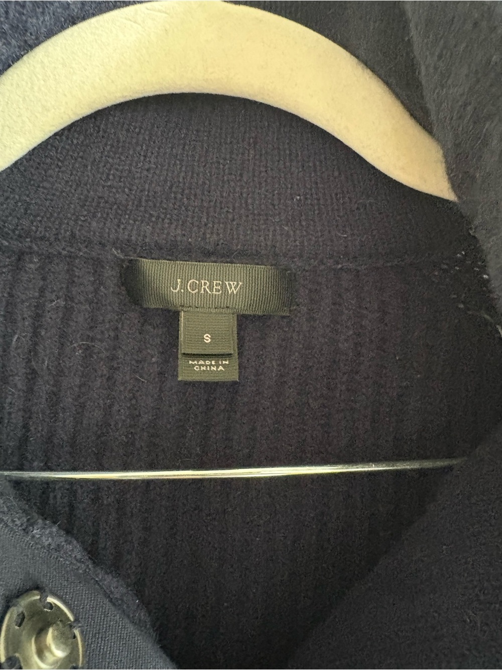 J. Crew - Women’s 100% Wool Two Pocket Ribbed Popover - Size Small - Navy Blue - Picture 5 of 6
